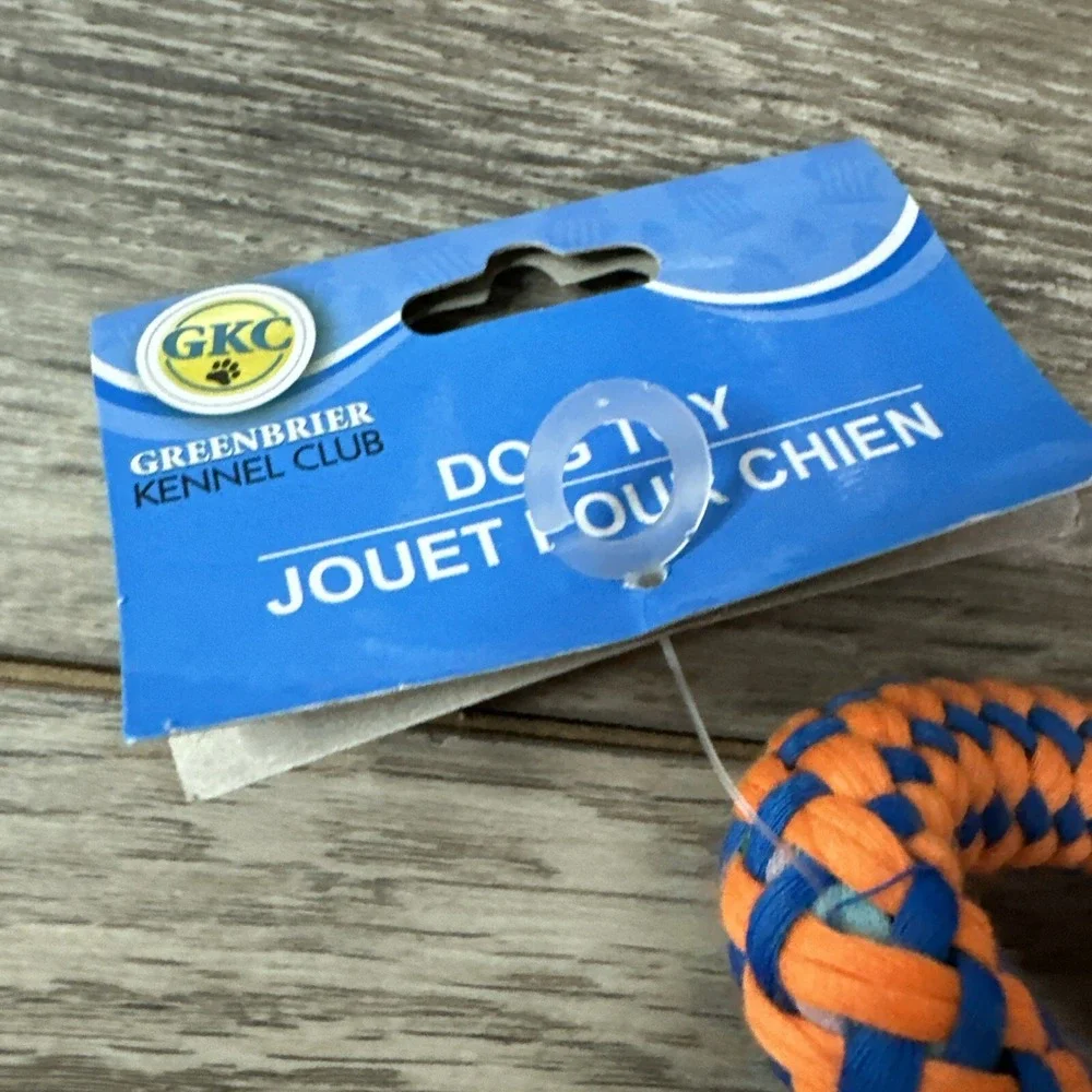Greenbrier Kennel Club Braided Rope Dog Toy Orange Blue‎ Knotted Tug 14 Inch NWT